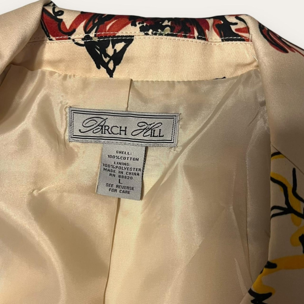 Birch Hill Floral Zip-Up Blazer Jacket Vintage 90s Size Large Boho Workwear - Picture 6 of 8